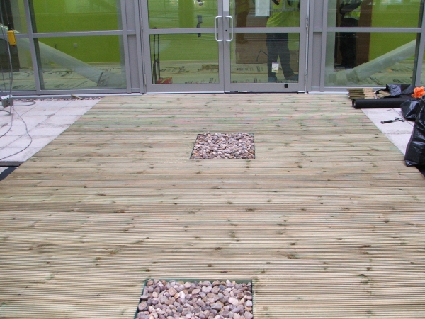 3sixty property services: Decking and planters at the Home Office, Sheffield