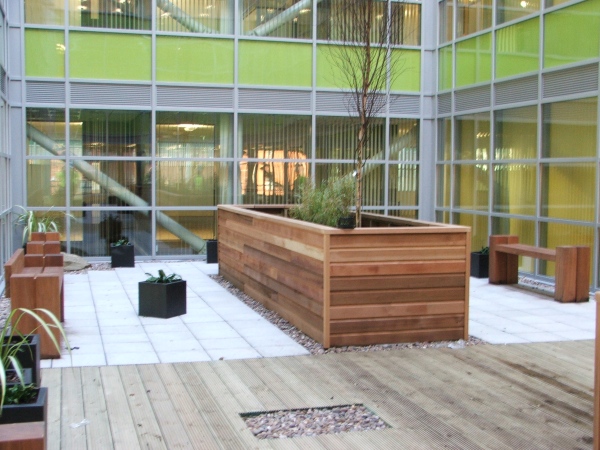 3sixty property services: Decking and planters at the Home Office, Sheffield