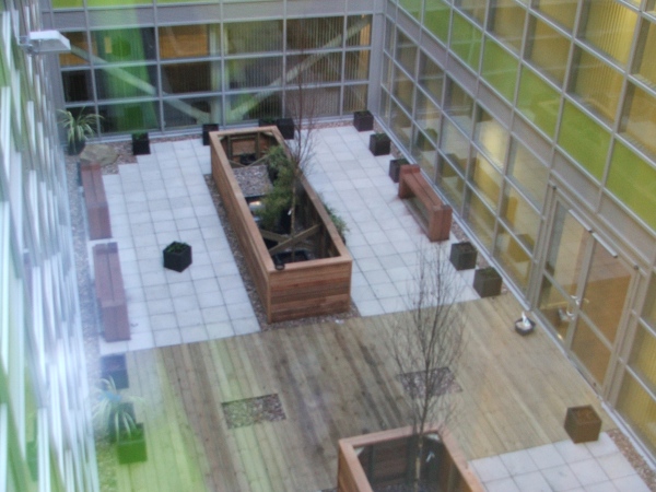 3sixty property services: Decking and planters at the Home Office, Sheffield